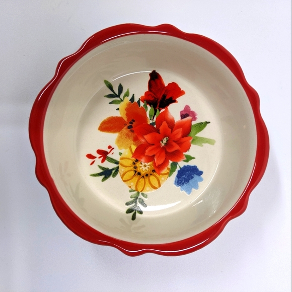 Pioneer Woman Tart/Mini Pie/Trinket Dish Bright Florals, Scallop Edge Ex… - Picture 3 of 6